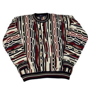 VTG 90s Cotton Traders Sweater Colorful 3D Knit Crew Neck Large Coogi Style